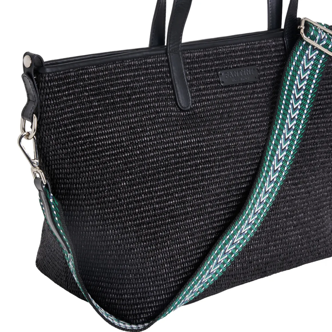 Borsa in pelle e rafia Margaret