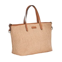 Borsa in pelle e rafia Margaret