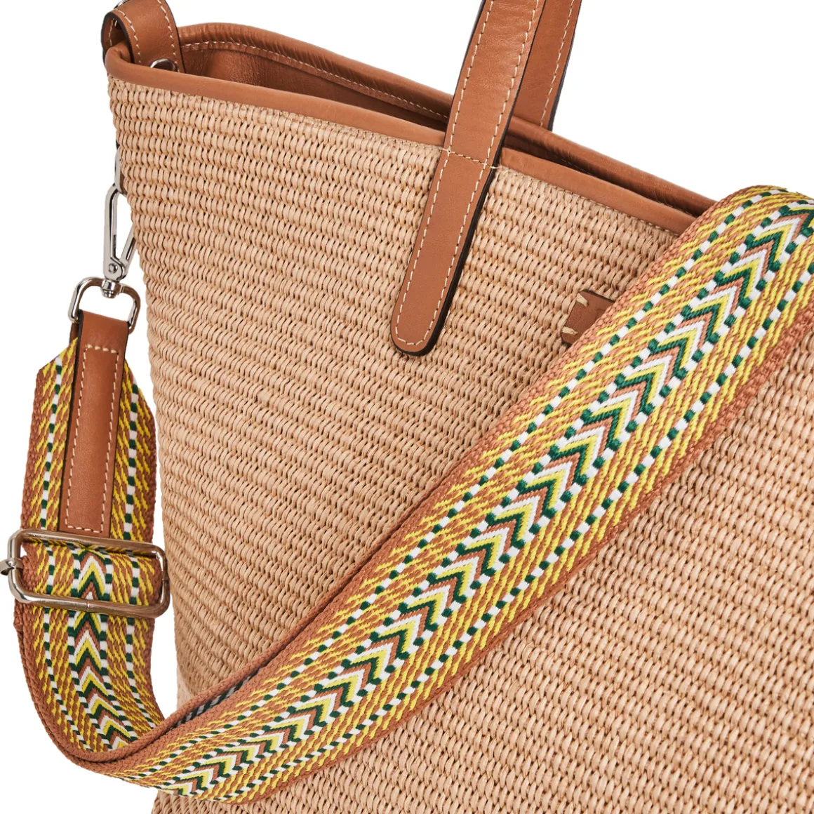Borsa in pelle e rafia Margaret