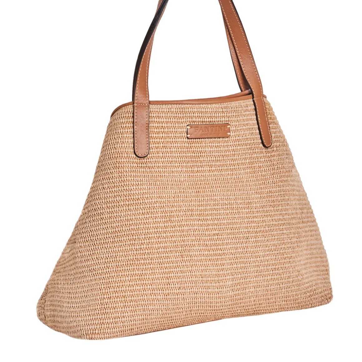 Borsa in pelle e rafia Margaret