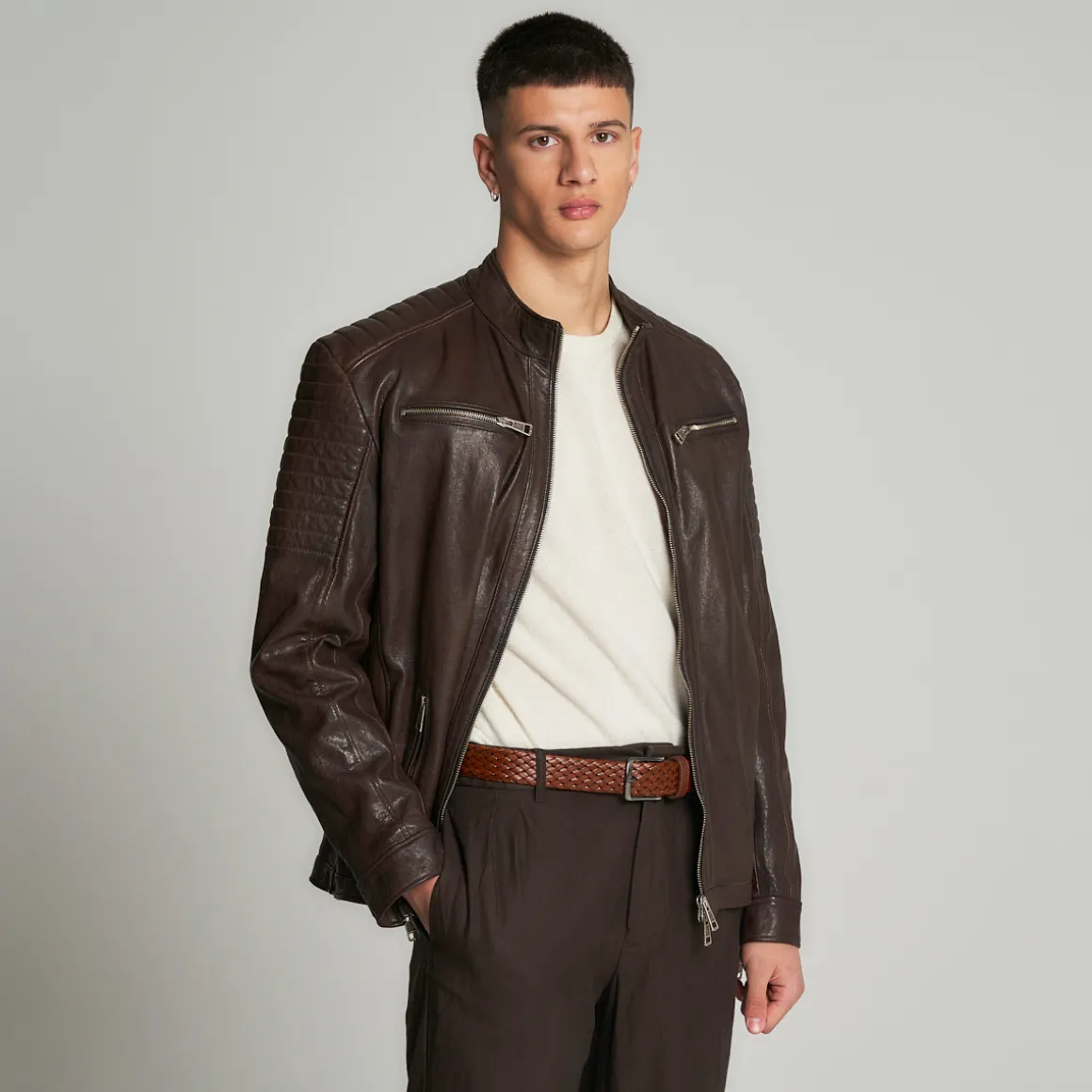 Giacchetto in pelle Biker