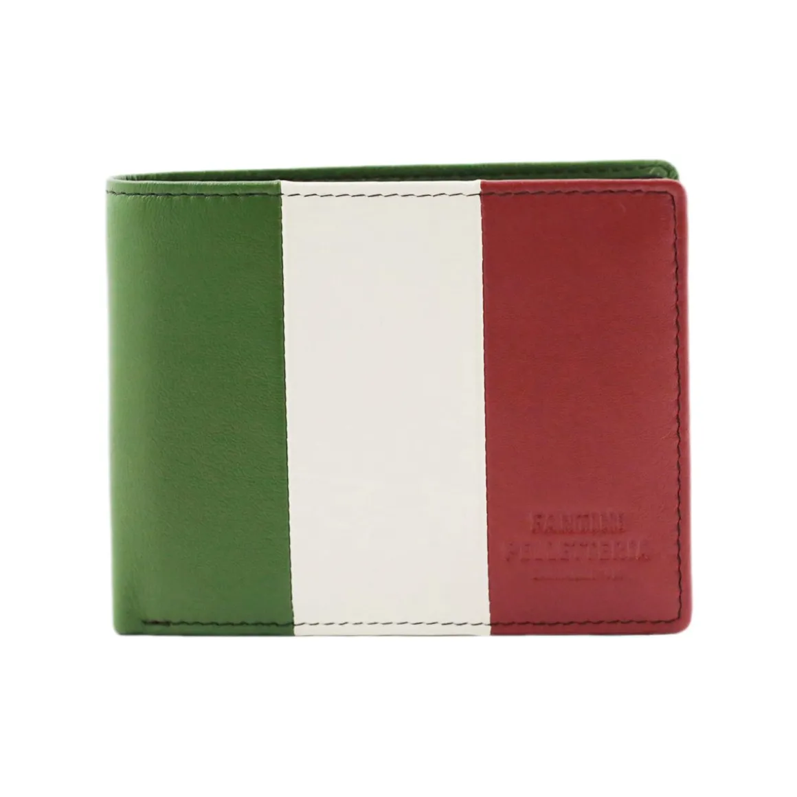 Portafoglio in pelle grande con portamonete Tricolore